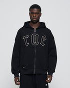 Heavy Rue Waffle Zip Hoodie Black