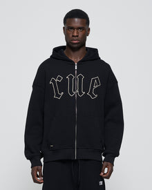 Heavy Rue Waffle Zip Hoodie Black