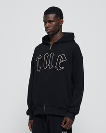 Heavy Rue Waffle Zip Hoodie Black