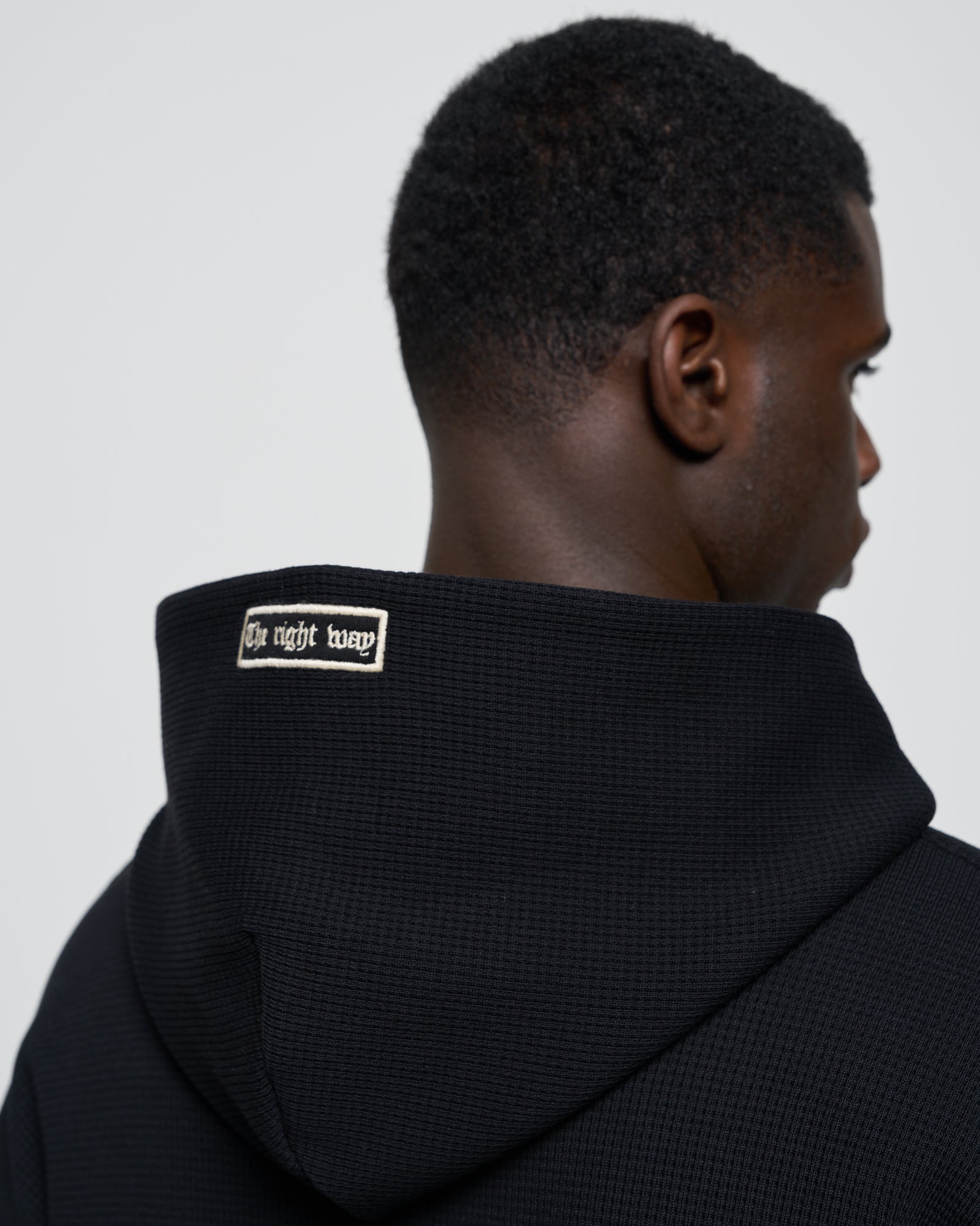 Heavy Rue Waffle Zip Hoodie Black